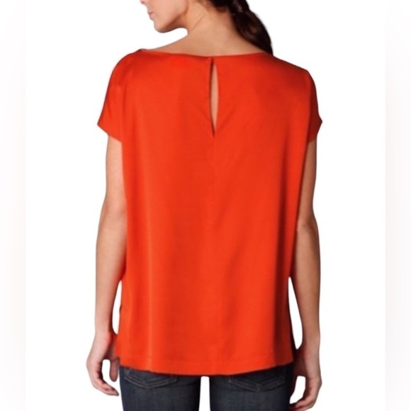 VINCE Silk Keyhole Button Back Blouse Top Size XS in Orange - Picture 6 of 14